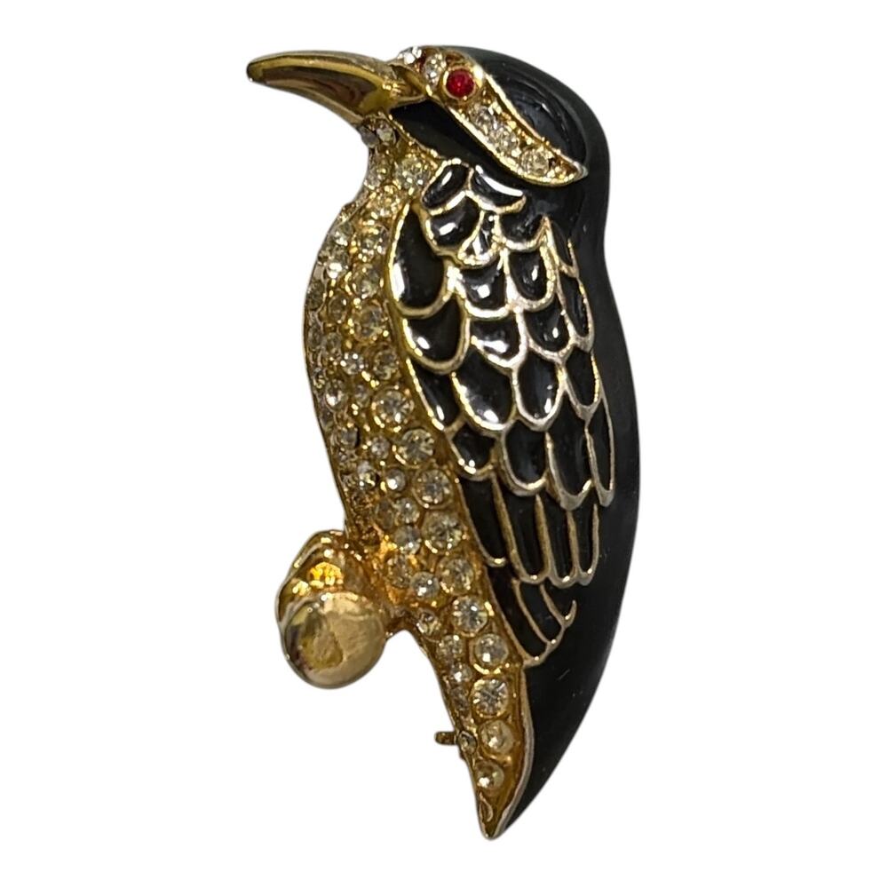 Giovanni Vintage Chickadee Rhinestone Accent Brooch Pin